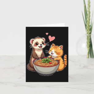 Kawaii Ferret und Katzen essen Ramen Niedlich Japa Karte