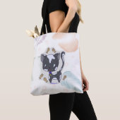 Kawaii Fisch Katze mit Feathers Tote Tag Tasche (Von Nahem)