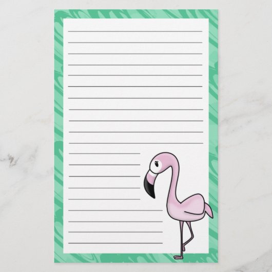 Kawaii Flamingo-Briefpapier Briefpapier (Vorderseite)