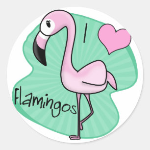 Kawaii Flamingo-Geschenke Runder Aufkleber