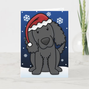 Kawaii Flat Coated Retriever Weihnachtskarte Feiertagskarte