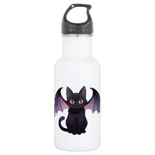 Kawaii Fledermausflügel schwarze Katze Halloween Edelstahlflasche