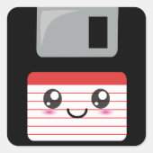 Kawaii Floppy Disk Quadratischer Aufkleber (Vorderseite)