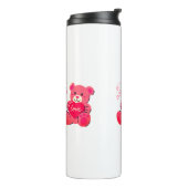 Kawaii Fluffiges Tier Rosa Thermosbecher (Nach links gedreht)