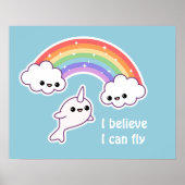 Kawaii Flying Narwhal Poster (Vorne)