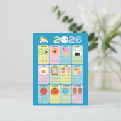 Kawaii Food 2026 Kalender Postkarte (Stehend Vorderseite)
