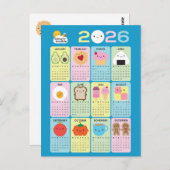 Kawaii Food 2026 Kalender Postkarte (Vorne/Hinten)