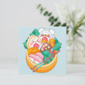 Kawaii Food Feiertagskarte (Stehend Vorderseite)