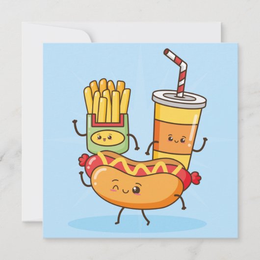 Kawaii Food Feiertagskarte (Vorderseite)