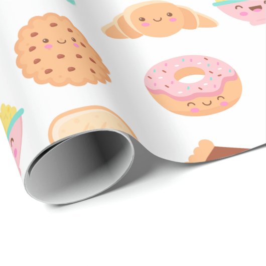 Kawaii Food Geschenkpapier (Rolleneckpunkt)