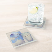 Kawaii Food Glass Untersetzer (Schrägansicht)