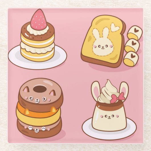 Kawaii Food Glasuntersetzer (Vorderseite)