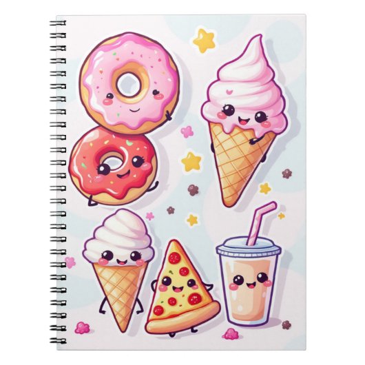 Kawaii Food Party Notebook - Adorable & Fun Notizblock (Vorderseite)