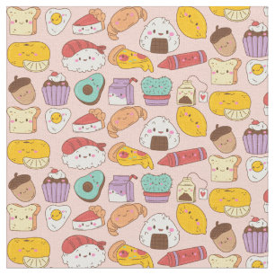 Kawaii Food Pattern Stoff
