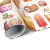 Kawaii Food Wrapping Paper Geschenkpapier (Rolleneckpunkt)