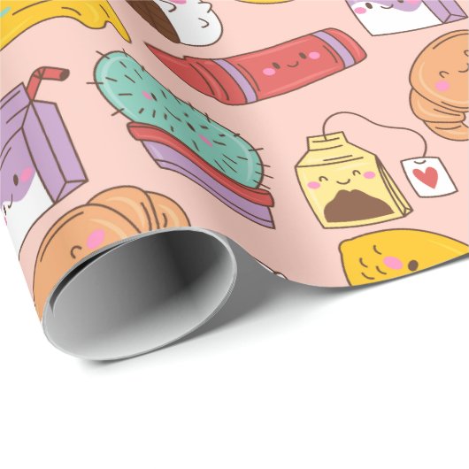 Kawaii Food Wrapping Paper Geschenkpapier (Rolleneckpunkt)