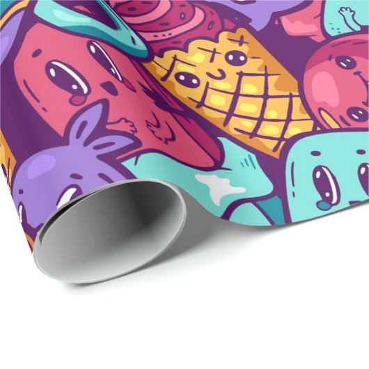 Kawaii Food Wrapping Paper Geschenkpapier (Rolleneckpunkt)