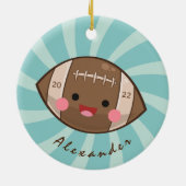 Kawaii Football Ball Kids Player's Name Team Jahr Keramik Ornament (Hinten)