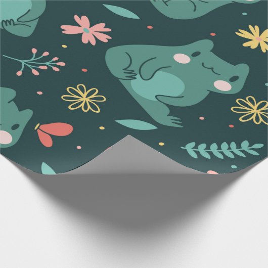 Kawaii Forest Frosch Wrapping Paper Geschenkpapier (Ecke)