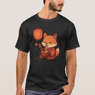 Kawaii Fox Eating Ramen - Niedliche Japanisch Latt T-Shirt