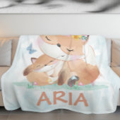 Kawaii Fox mit Blume mit Individuelle Name Fleecedecke
