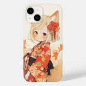 Kawaii Fox mit Kimono Case-Mate iPhone Hülle (Rückseite)