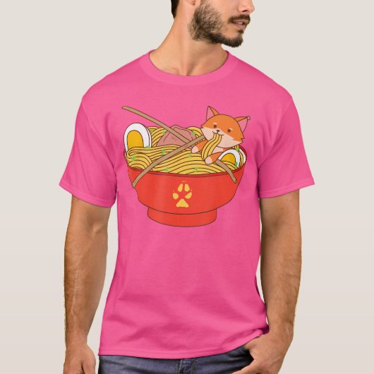 Kawaii Fox mit Ramen T-Shirt (Vorderseite)