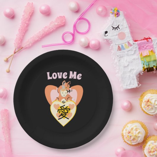 Kawaii Foxy Cosplay Liebe Herz Pappteller (Party)