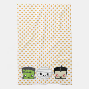 Kawaii Frankenstein Mummy Dracula Kitchen Handtuch