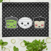 Kawaii Frankenstein Mummy Dracula Kitchen Handtuch (Gefaltet)