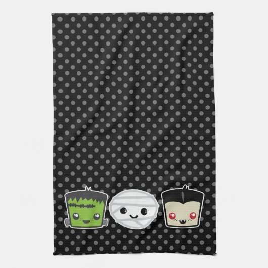 Kawaii Frankenstein Mummy Dracula Kitchen Handtuch (Vertikal)
