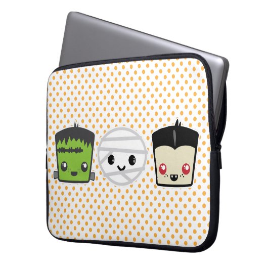 Kawaii Frankenstein Mummy Dracula Laptop Sleeve (Vorderseite Links)