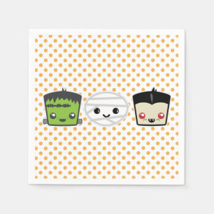 Kawaii Frankenstein Mummy Dracula Napkins Serviette