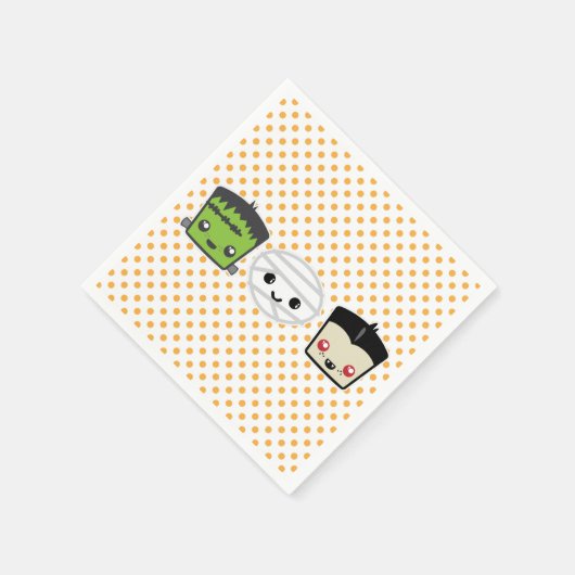 Kawaii Frankenstein Mummy Dracula Napkins Serviette (Ecke)