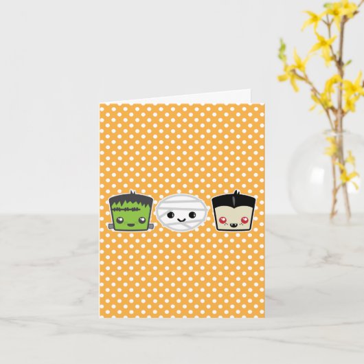 Kawaii Frankenstein Mummy Dracula Note Card Karte (Gelbe Blume)