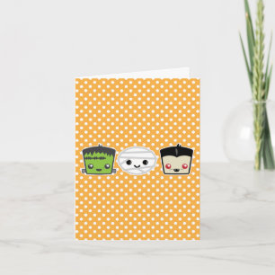 Kawaii Frankenstein Mummy Dracula Note Card Karte