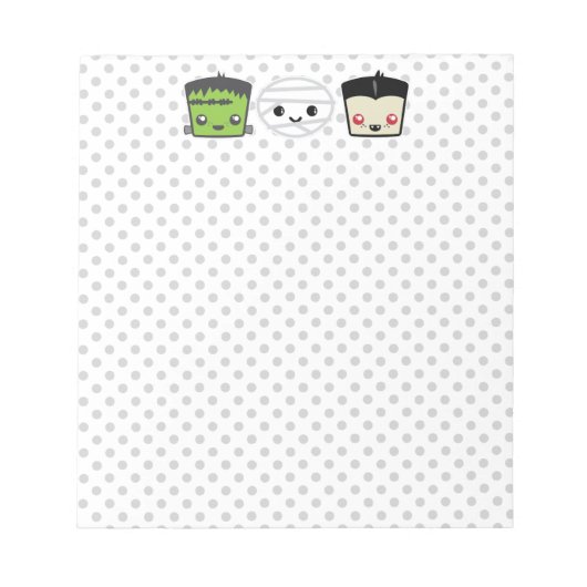 Kawaii Frankenstein Mummy Dracula Notepad Notizblock (Vorderseite)