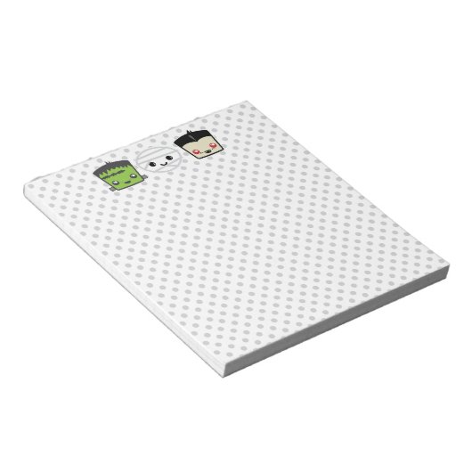 Kawaii Frankenstein Mummy Dracula Notepad Notizblock (angewinkelt)