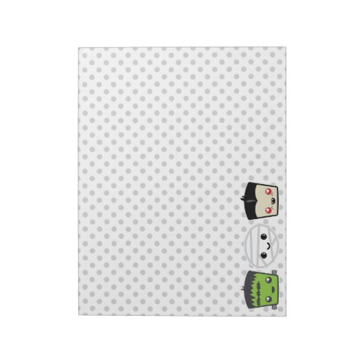 Kawaii Frankenstein Mummy Dracula Notepad Notizblock (Rotiert)