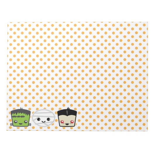 Kawaii Frankenstein Mummy Dracula Notepad Notizblock (Vorderseite)
