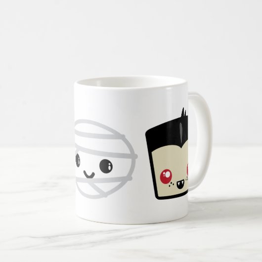 Kawaii Frankenstein Mummy Dracula Tasse (VorderseiteRechts)