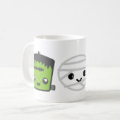 Kawaii Frankenstein Mummy Dracula Tasse (Vorderseite Links)