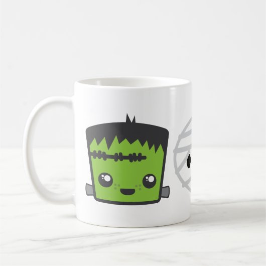 Kawaii Frankenstein Mummy Dracula Tasse (Links)