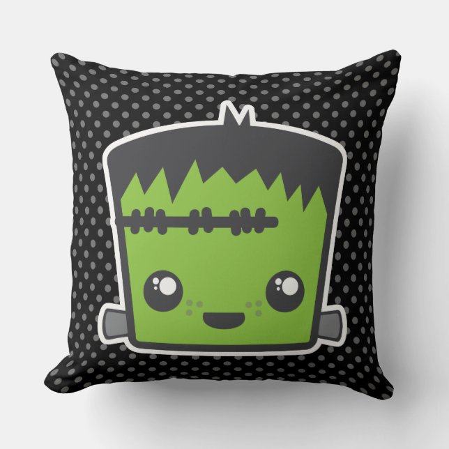 Kawaii Frankenstein Throw Pillow Kissen (Vorderseite)