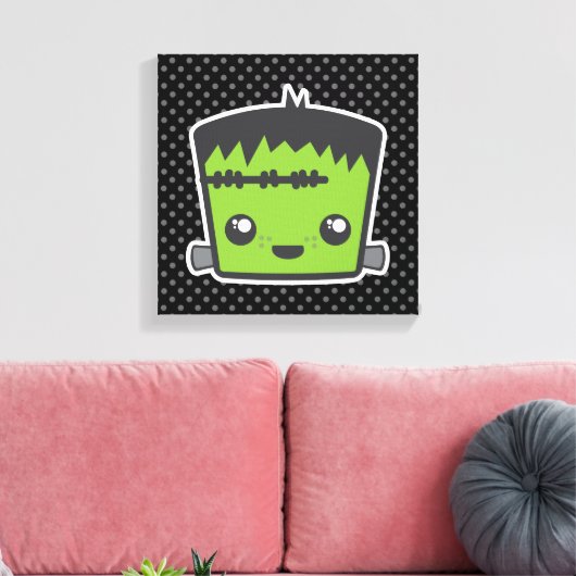 Kawaii Frankenstein Wrapped Canvas Leinwanddruck (Insitu (Wohnzimmer))