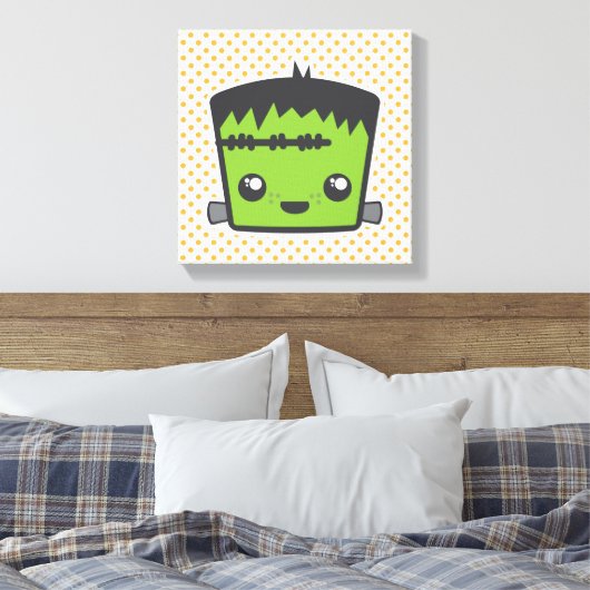 Kawaii Frankenstein Wrapped Canvas Leinwanddruck (Insitu (Schlafzimmer))