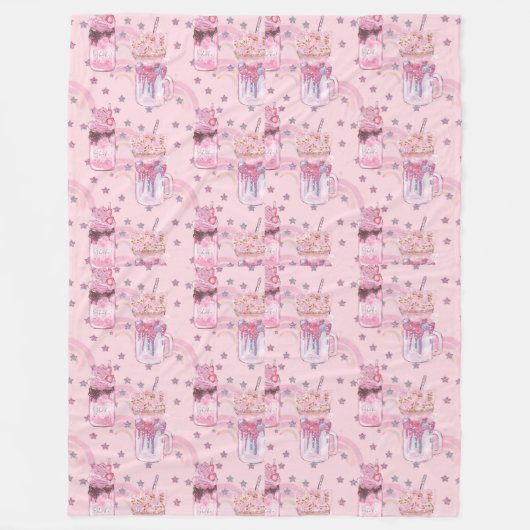 Kawaii Freakshake Pattern - Pastel Lila Fleecedecke (Vorderseite)