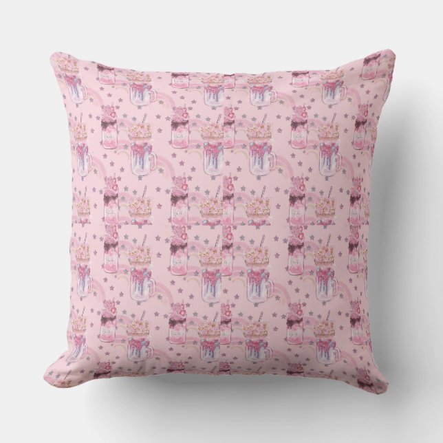 Kawaii Freakshake Pattern - Pastel Lila Kissen (Vorderseite)