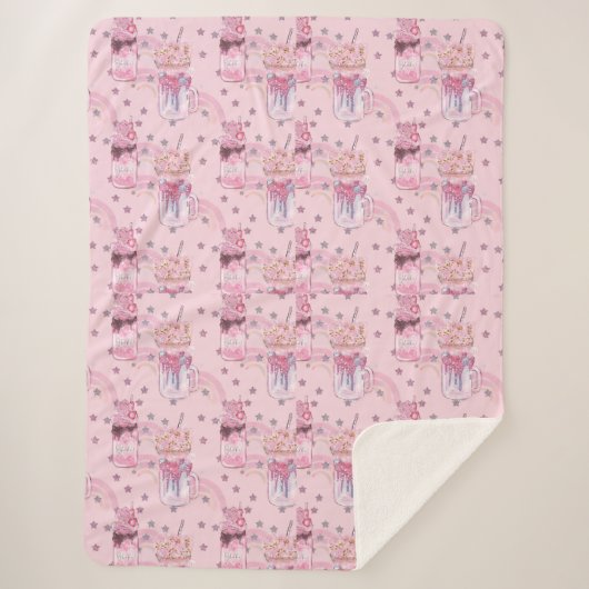 Kawaii Freakshake Pattern - Pastel Lila Sherpadecke (Vorderseite)