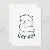 Kawaii FREE HUGS Polar Bär Weiße Niedliche Liebe Postkarte (Vorne/Hinten)